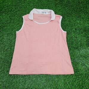 Vintage 70s MOD Sleeveless Collared Polo Shirt Women L 20x24 Tennis